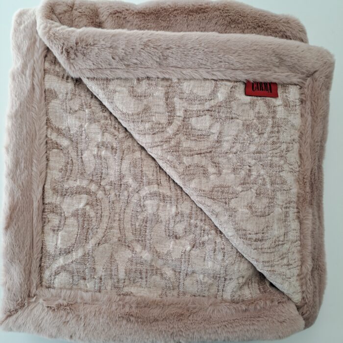 Kanin altrosa, Kunstfell-Plaid, Rückseite Chenille altrosa – Bild 4