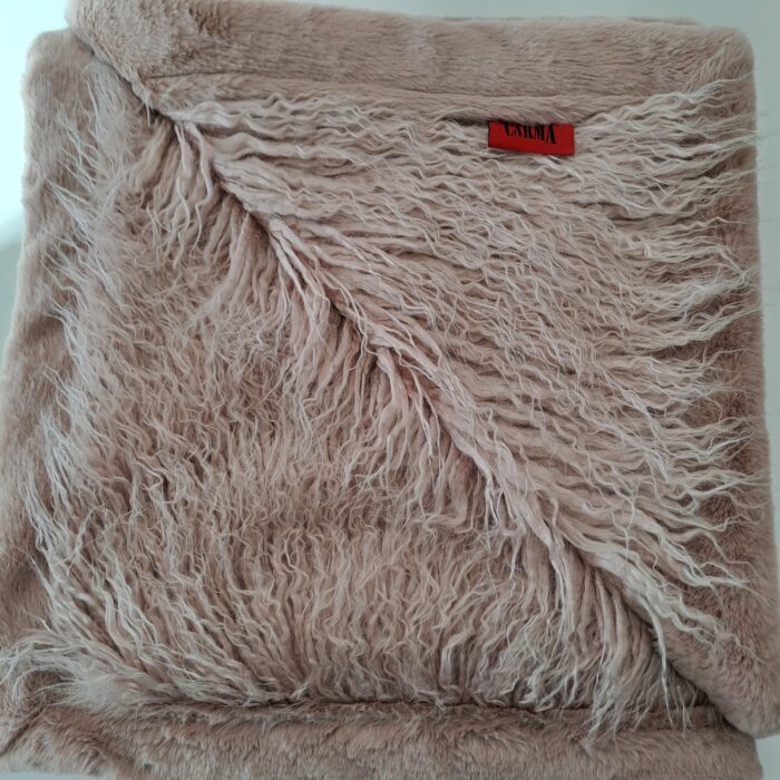 Kanin altrosa, Kunstfell-Plaid, Rückseite Yeti rose – Bild 3