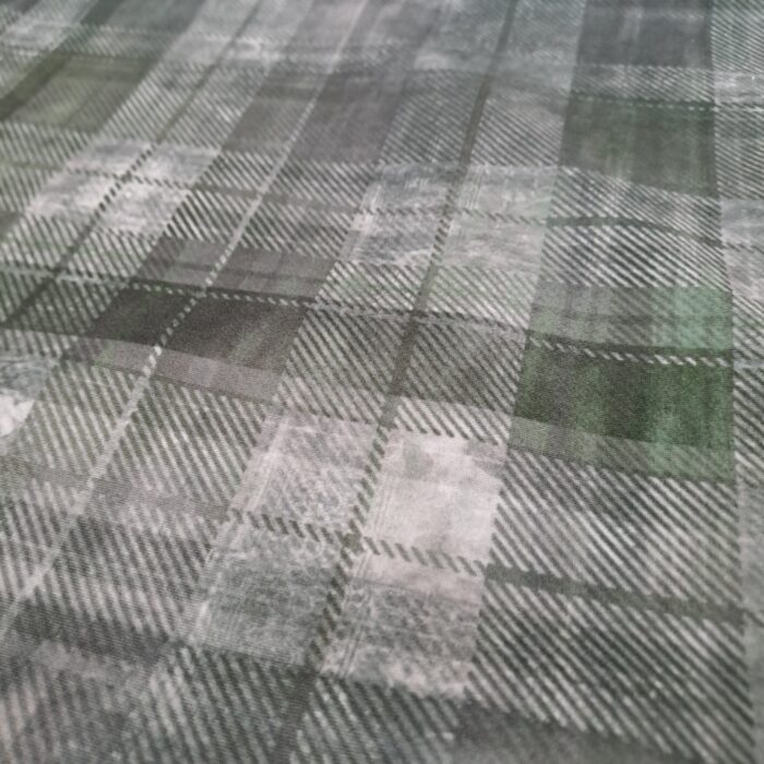 Sheep white, Kunstfell-Plaid, Rückseite Samt Karo green + 1 Kissen 50x50cm gratis – Bild 4