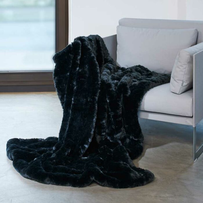 Awassi black Plaid mit Chenille