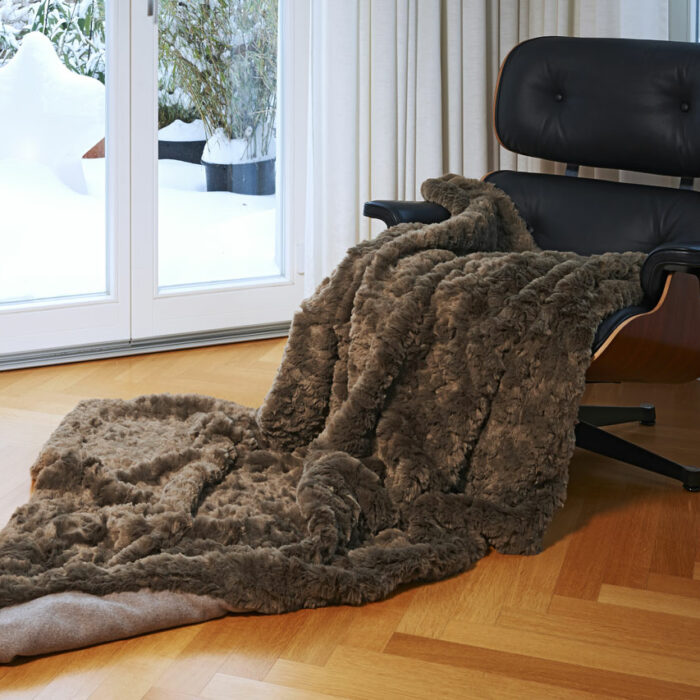 Awassi taupe Plaid mit Chenille