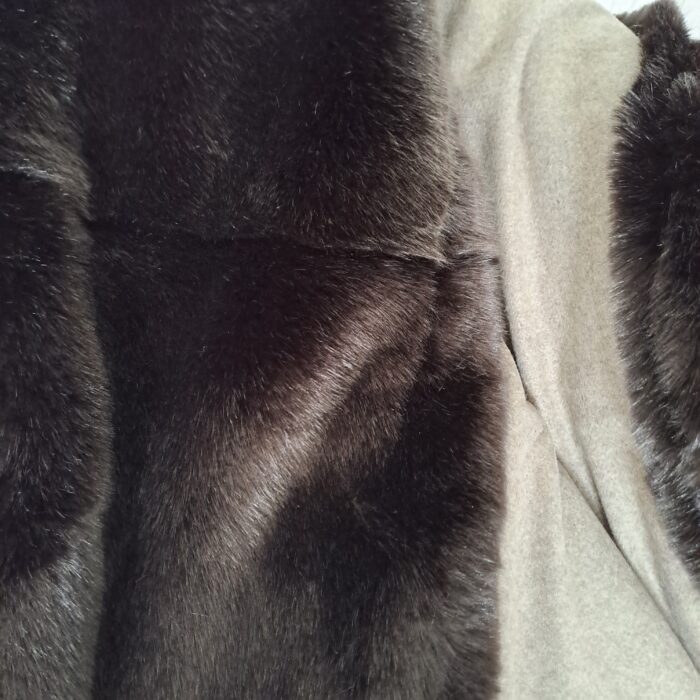 Panther brown, Patchwork-Plaid, Rückseite Wool-Cashmere kitt – Bild 3