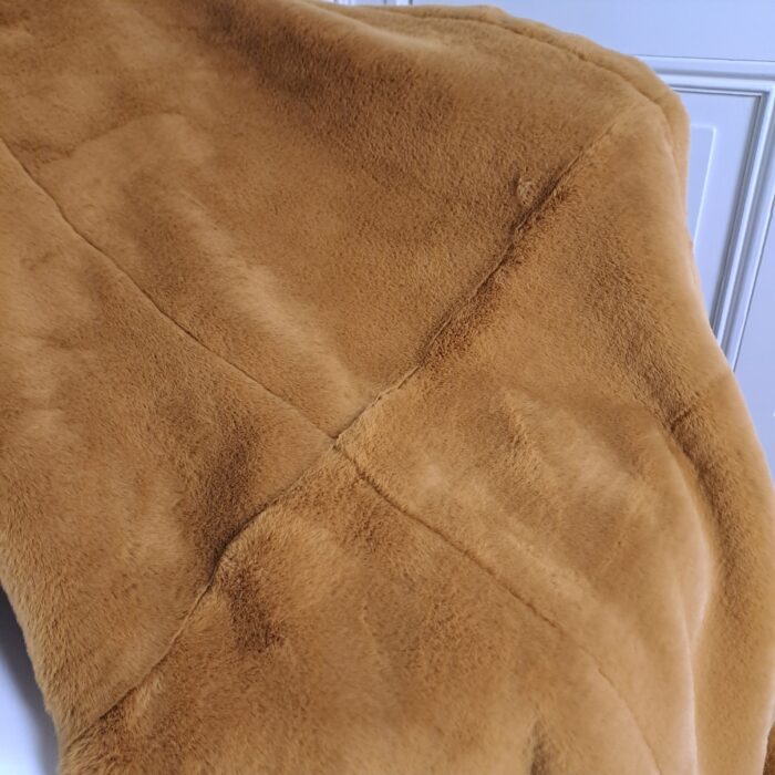 Hermelin curry, Patchwork-Plaid, Rückseite Wool-Cashmere cream – Bild 3