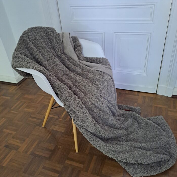 Merino schlamm, Patchwork-Plaid, Rückseite Wool-Cashmere kitt